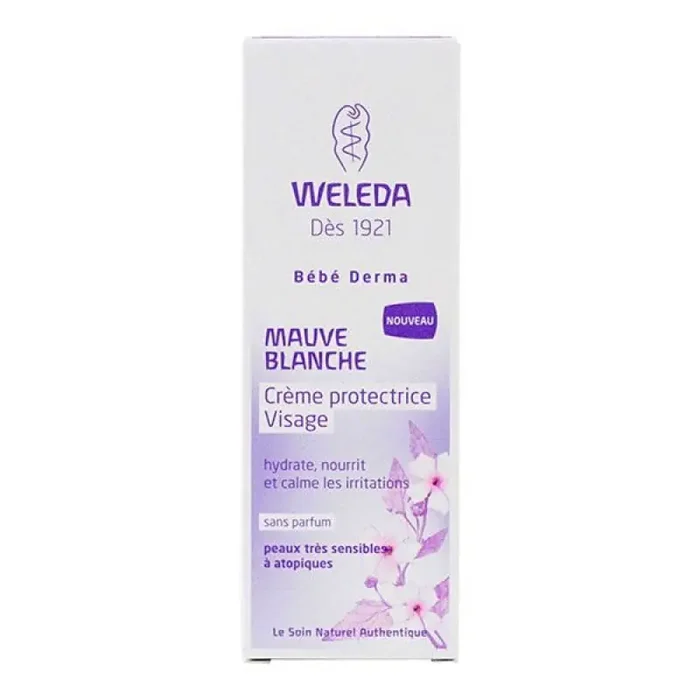 Weleda Baby Derma Crème Protectrice pour le visage à la mauve blanche, tube 50 mL
