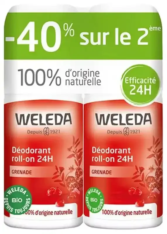 Weleda Duo Déodorant Roll-On 24H Grenade – 2 X 50 ml