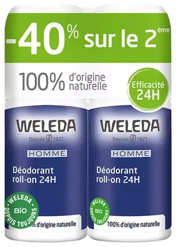 Weleda Duo Déodorant Roll-On 24H Homme – 2 X 50 ml