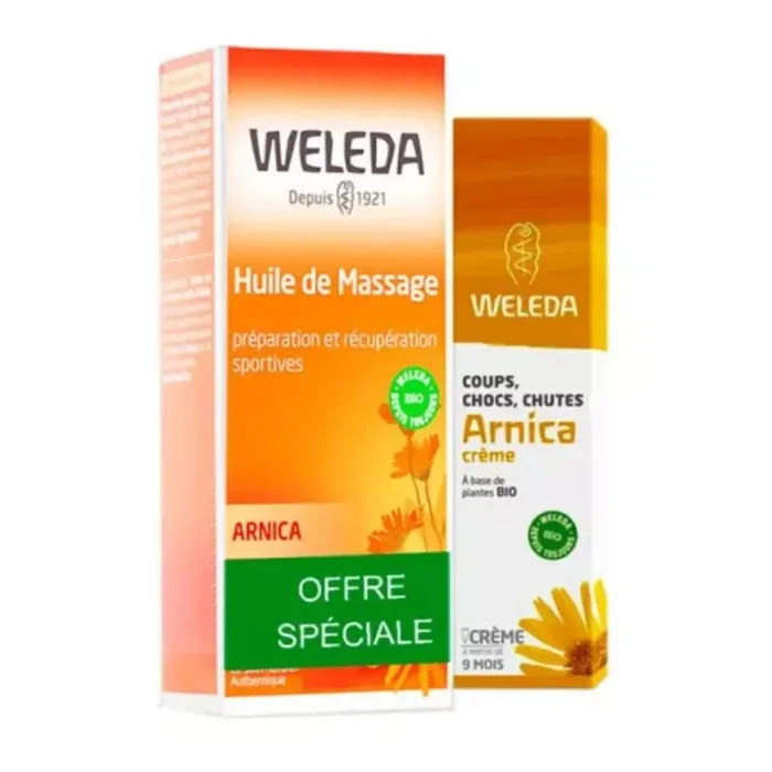 Weleda huile de massage 100ml + crème Arnica 25g