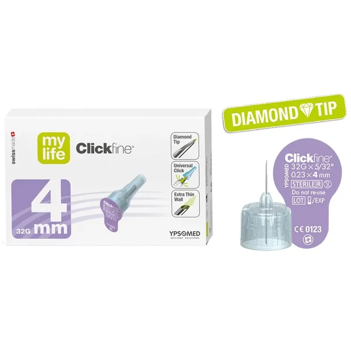 Ypsomed – Aiguilles pour Stylos Injecteurs – Clickfine Diamond Tip – 32G x 4 mm – 100 aguilles