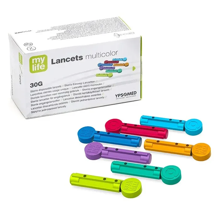 YPSOMED – Lancettes stériles Multicolor pour test de glycémie – 30G – Boîte de 200