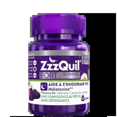 ZZZQUIL FORT SOMMEIL Mélatonine Arôme Fruits des Bois – 30 Gommes